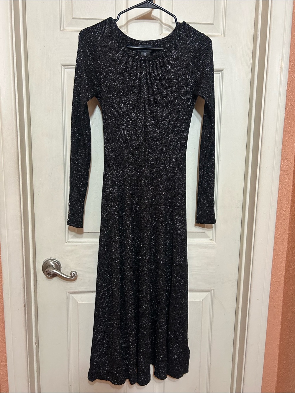 NWOT Bailey 44 Metallic Long.-Sleeve Knit Maxi Dress retail $240 size XS